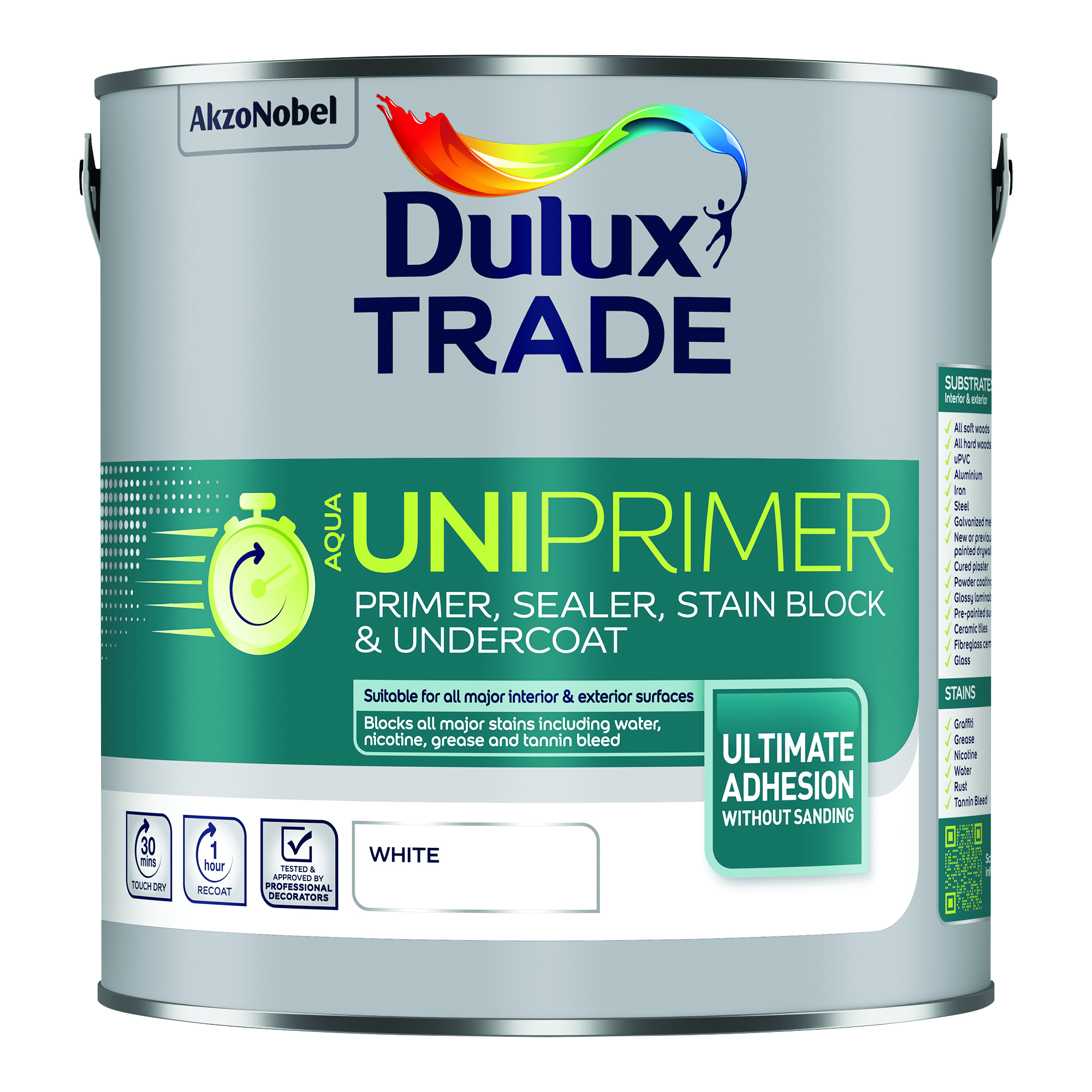 Dulux Trade Paint Aqua Uniprimer | Multi-Surface Primer & Stain Blocker | White